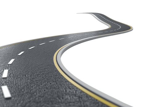 Paved empty winding road, 3D illustration png