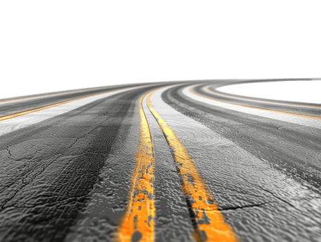 Paved empty winding road, 3D illustration png