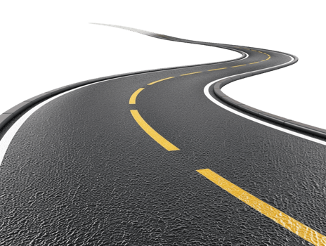 Paved empty winding road, 3D illustration png