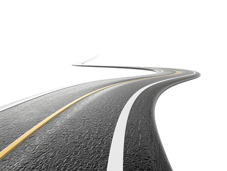 Paved empty winding road, 3D illustration png