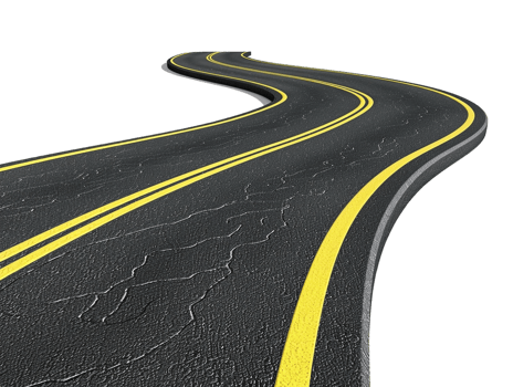 Paved empty winding road, 3D illustration png