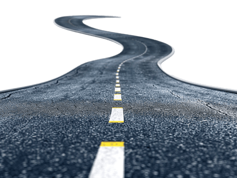 Paved empty winding road, 3D illustration png