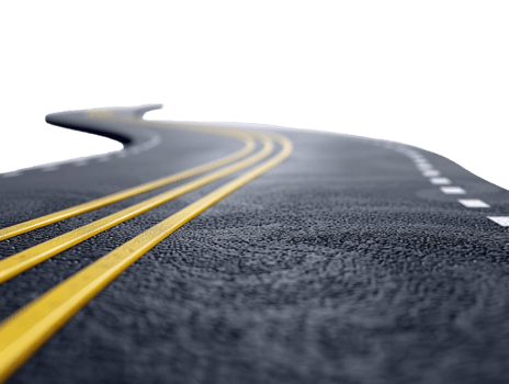 Paved empty winding road, 3D illustration png