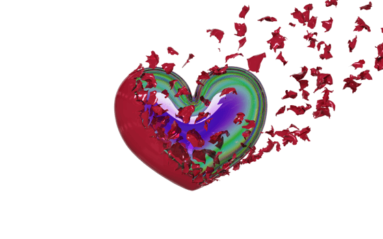 3d rainbow glass heart with red shell isolated. 3d render illustration png
