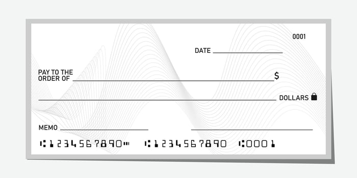 Blank bank check, checkbook cheque template with white guilloche, mockup. vector