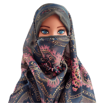 A doll with a scarf around her head on transparent Background Generative-AI png