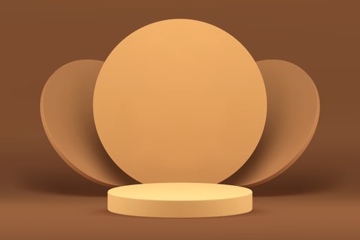 Beige 3d cylinder podium pedestal mock up for cosmetic product show presentation realistic vector
