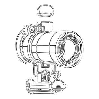 Telescope outline illustration sketch vector