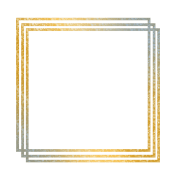 Gold and silver square frame on a transparent background png