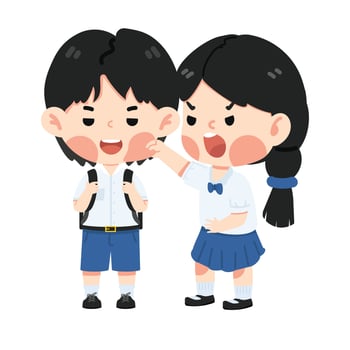Playful Girl Pinching Boy Cheeks vector