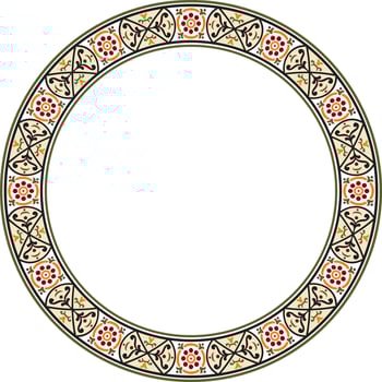 round colored border, frame, Pompeii ring. Circle Neopolitan ornament. Art of Ancient Rome. vector