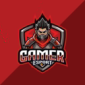 Gamer mascot esport logo design with shield vector