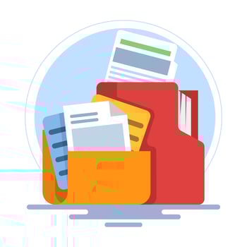 File storage concept, adding files to the main folder. Search and store data info in the database. document or file archive, information storage. File icon concept. document management. flat . vector