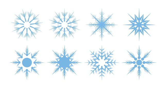 8 Snowflake Shapes vector