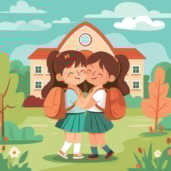 friendship day post - friends hugging vector