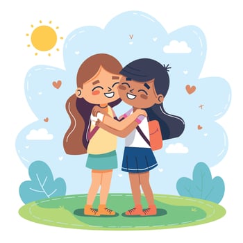 friendship day post - friends hugging vector