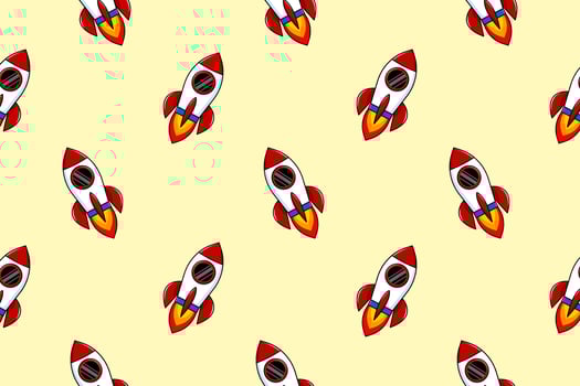 Cartoon rocket. Seamless pattern. vector