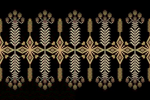 Geometric floral pattern background illustration.flower ethnic pixel pattern,Aztec style,abstract background.design for texture,fabric,clothing,decoration,print,sarong. vector