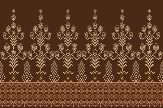 Geometric floral pattern background illustration.flower ethnic pixel pattern,Aztec style,abstract background.design for texture,fabric,clothing,decoration,print,sarong. vector