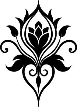 Elegant Art Nouveau Damask Floral Curve Clipart. AI-generated. png