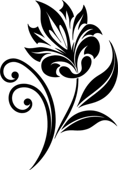 Elegant Art Nouveau Damask Floral Curve Clipart. AI-generated. png