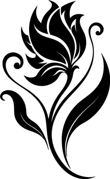 Elegant Art Nouveau Damask Floral Curve Clipart. AI-generated. png