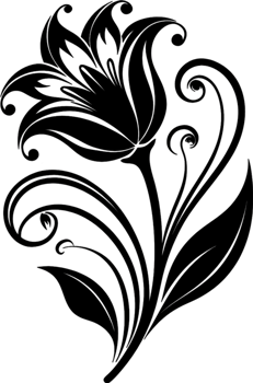Elegant Art Nouveau Damask Floral Curve Clipart. AI-generated. png