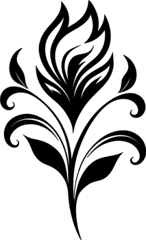 Elegant Art Nouveau Damask Floral Curve Clipart. AI-generated. png