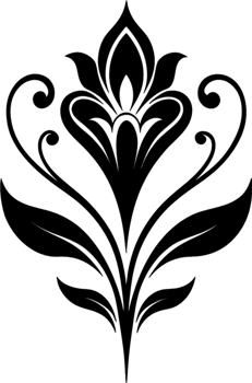 Elegant Art Nouveau Damask Floral Curve Clipart. AI-generated. png