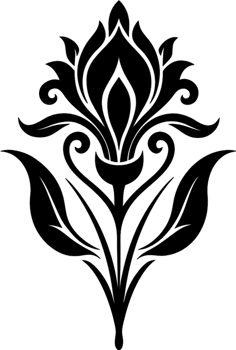 Elegant Art Nouveau Damask Floral Curve Clipart. AI-generated. png