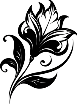 Elegant Art Nouveau Damask Floral Curve Clipart. AI-generated. png