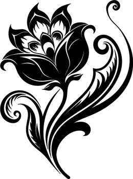 Elegant Art Nouveau Damask Floral Curve Clipart. AI-generated. png