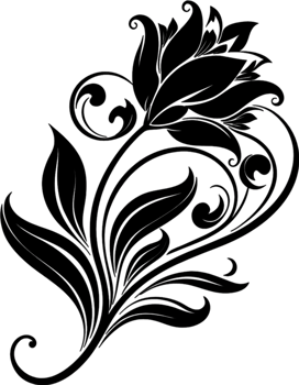 Elegant Art Nouveau Damask Floral Curve Clipart. AI-generated. png