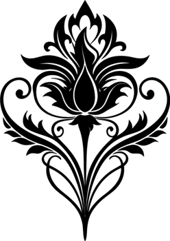 Elegant Art Nouveau Damask Floral Curve Clipart. AI-generated. png