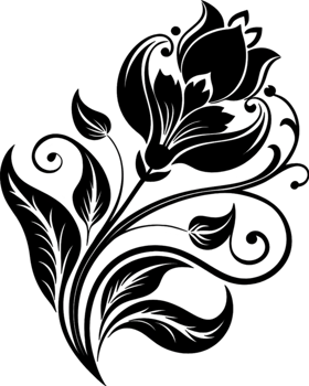 Elegant Art Nouveau Damask Floral Curve Clipart. AI-generated. png