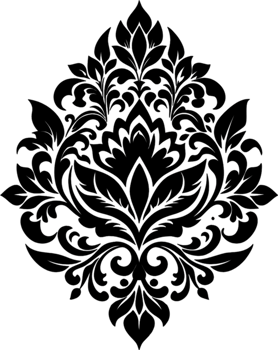 Elegant Damask Floral Lace Stencil Clipart Design. AI-generated. png
