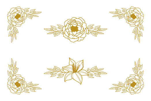 Blooms Greenery Floral Foliage Ornament Corner Text Separator vector