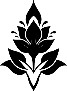 Oriental Damask Floral Stencil, Elegant Black Clipart. AI-generated. png