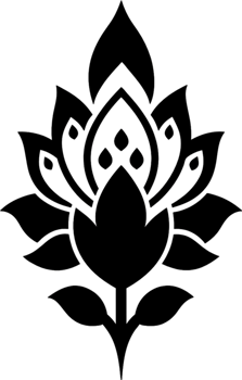 Oriental Damask Floral Stencil, Elegant Black Clipart. AI-generated. png