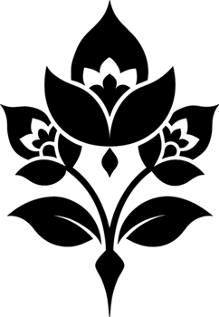 Oriental Damask Floral Stencil, Elegant Black Clipart. AI-generated. png