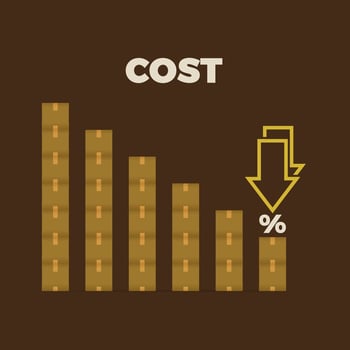 Cardboard box with percentage decreases cost graphic illustration vector