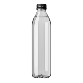 a plastic bottle with a black lid on transparent background png