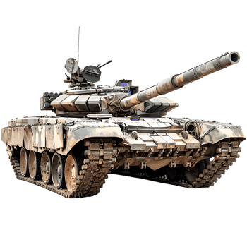 Military tank, isolated against a transparent background png