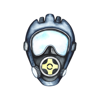 Full face diving mask. Watercolor hand drawn. Underwater travel. For the design of labels, business cards and banners png