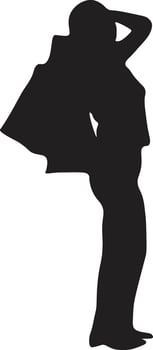 Women Shopping Silhouette with Flat Design. Isolated Illustration. vector