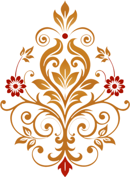 Vibrant Damask Wildflower Swirls Baroque Clipart. AI-generated. png