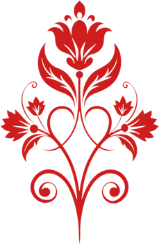 Vibrant Damask Wildflower Swirls Baroque Clipart. AI-generated. png