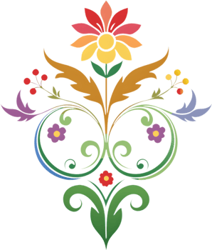 Vibrant Damask Wildflower Swirls Baroque Clipart. AI-generated. png