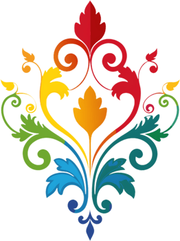 Vibrant Damask Wildflower Swirls Baroque Clipart. AI-generated. png