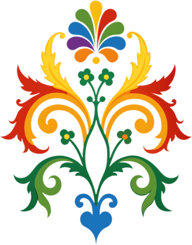 Vibrant Damask Wildflower Swirls Baroque Clipart. AI-generated. png